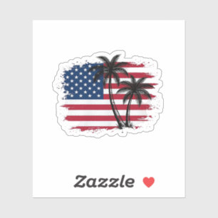 Palmenbaum Amerikanische Flagge Patriotischer Stra Aufkleber