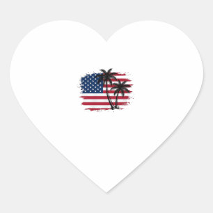 Palmenbaum Amerikanische Flagge Patriotischer Stra Herz-Aufkleber