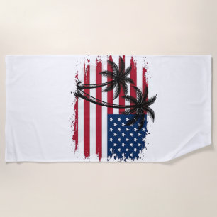 Palmenbaum Amerikanische Flagge Patriotischer Stra Strandtuch