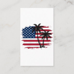 Palmenbaum Amerikanische Flagge Patriotischer Stra Visitenkarte