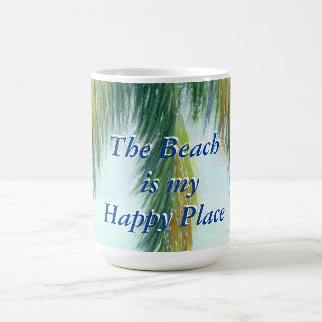 Palmenbaum an einem sonnigen Tag am Strand Kaffeetasse (Mittel)
