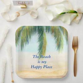 Palmenbaum an einem sonnigen Tag am Strand Pappteller