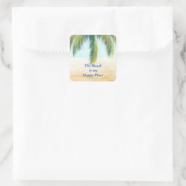 Palmenbaum an einem sonnigen Tag am Strand Quadratischer Aufkleber