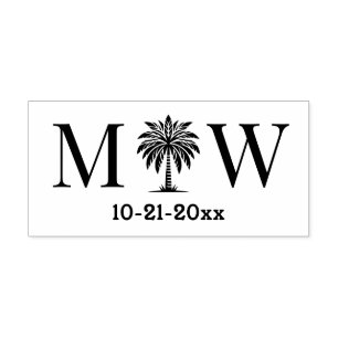 Palmenbaum Anfangsbuchstaben Paar Hochzeitsmonogra Permastempel
