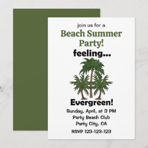 Palmenbaum Gefühl Immergrüne Strand Sommerparty Einladung