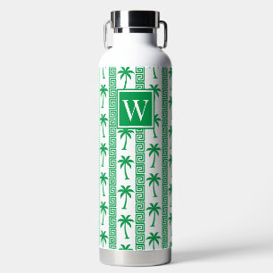 Palmenbaum-Griechischer-Schlüssel-Streifen – Grüne Trinkflasche