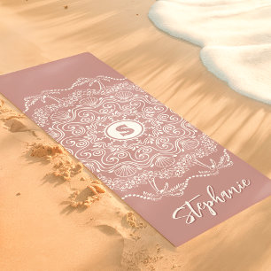 Palmenbaum-Meeresschnecken-Mandala-Monogramm Mauve Yogamatte