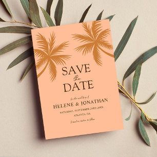 Palmenbaum Peach Tropical Hochzeit in Urlaubsort Save The Date