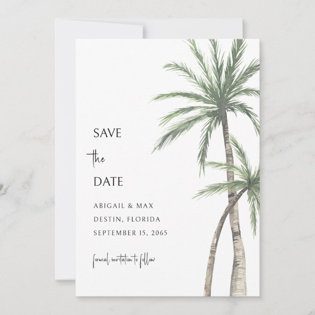Palmenbaum Reiseziel Termin speichern Save The Date (Vorderseite)