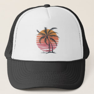 Palmenbaum - Retro-Stil Tropischer Strand Sonnenun Truckerkappe