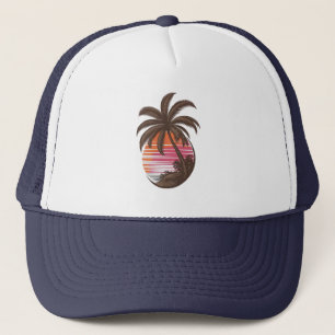 Palmenbaum - Retro-Stil Tropischer Strand Sonnenun Truckerkappe