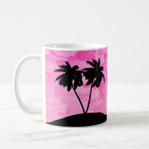 Palmenbaum Silhouette gegen Morgenrot mit Wolken Kaffeetasse