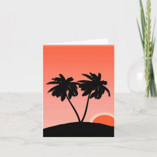 Palmenbaum Silhouette gegen Sonnenuntergang Orange Karte