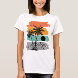 Palmenbaum-Silhouette Sommer T-Shirt
