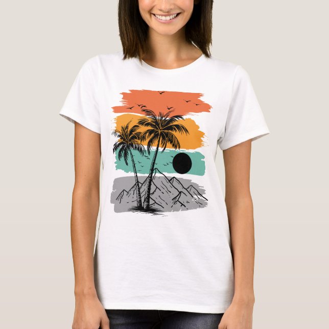 Palmenbaum-Silhouette Sommer  T-Shirt (Vorderseite)