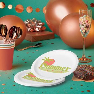 Palmenbaum Sommer mit Sonne und Strand Pappteller