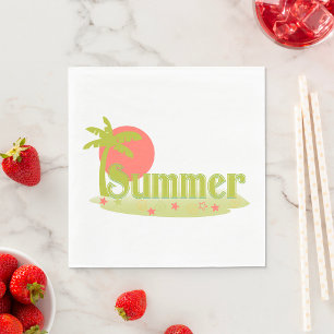 Palmenbaum Sommer mit Sonne und Strand Serviette
