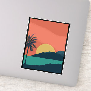 Palmenbaum-Sonnenuntergang, Insel, Boho-Abstrakte Aufkleber