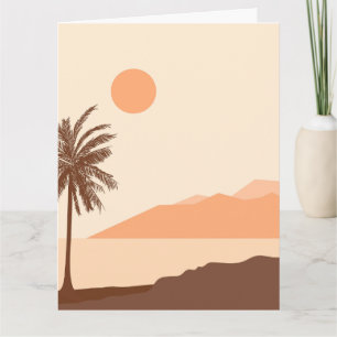 Palmenbaum-Sonnenuntergang, Insel, Boho-Abstrakte Karte