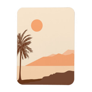 Palmenbaum-Sonnenuntergang, Insel, Boho-Abstrakte Magnet