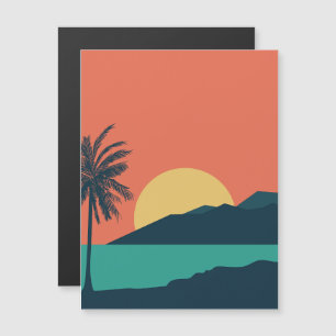 Palmenbaum-Sonnenuntergang, Insel, Boho-Abstrakte Magneteinladung