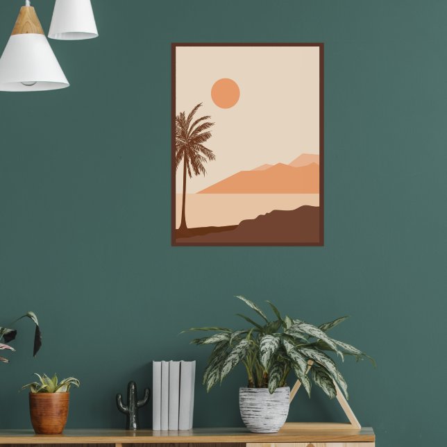 Palmenbaum-Sonnenuntergang, Insel, Boho-Abstrakte  Poster (Wohnzimmer 1)