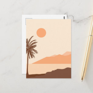 Palmenbaum-Sonnenuntergang, Insel, Boho-Abstrakte  Postkarte
