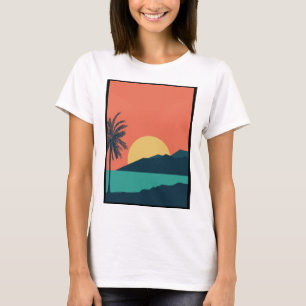 Palmenbaum-Sonnenuntergang, Insel, Boho-Abstrakte T-Shirt