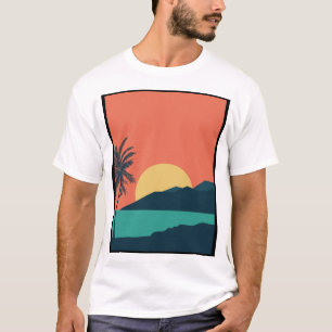 Palmenbaum-Sonnenuntergang, Insel, Boho-Abstrakte T-Shirt
