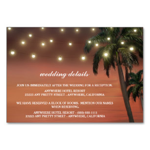 Palmenbaum Sonnenuntergang Strand Empfang + Hotelk Tischnummer