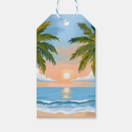 Palmenbaum Sonnenuntergang | Tropische Strandhochz Geschenkanhänger