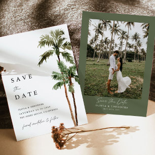 Palmenbaum Tropisches Reiseziel Foto Rückseite Hoc Save The Date