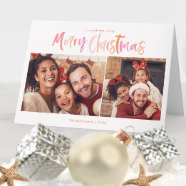 Palmenbaum Tropisches Weihnachten 2 Foto gefaltet Karte