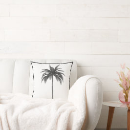 Palmenbaum Vintag Schwarz-weißes Tropisches Elegan Kissen