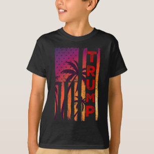 Palmenbaum Vintage abgenutzte amerikanische Flagge T-Shirt