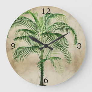 Palmenbaum Vintage Tropisch Elegante Küche Große Wanduhr