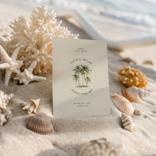 Palmenbaum-Ziel Elegante Küstenhochzeit Save The Date