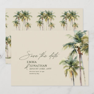 Palmenbaum-Ziel Elegante Küstenhochzeit Save The Date