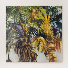 Palmenbäume farbenfrohe, beeindruckende Malerei Puzzle