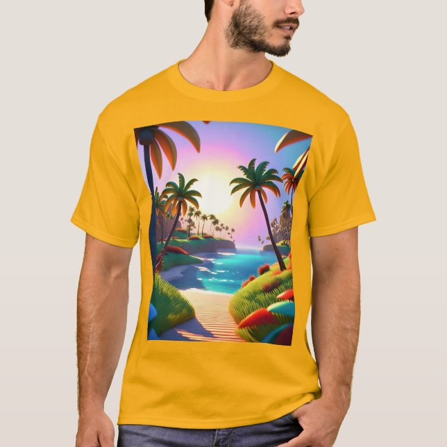 Palmenbäume schweben T-Shirt (Vorderseite)