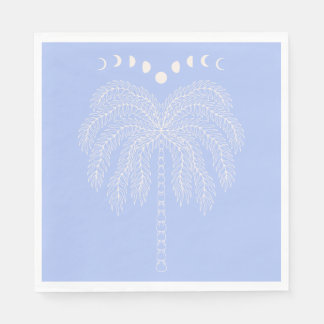 Palmenbaumlinie zeichne die weißen Mondphasen Serviette