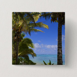Palmenbestandene Strand Cook Islands 2 Button
