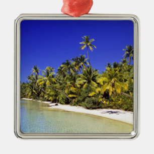 Palmenbestandene Strand Cook Islands 6 Silbernes Ornament