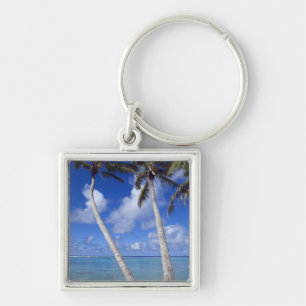 Palmenbestandene Strand Cookinseln Schlüsselanhänger