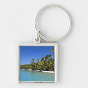 Palmenbestandener Strand Cook Islands 2 Schlüsselanhänger
