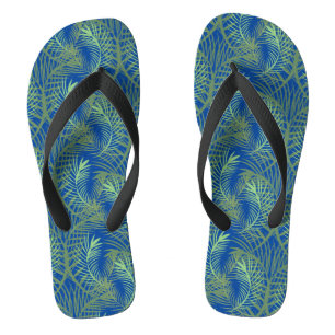Palmenblatt Baum Grün Blaue Strand Flip Flops