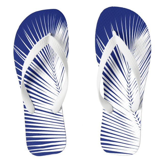 Palmenblatt - blau und weiß flip flops (Fußbett)