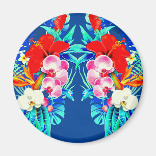 Palmenblatt Hawaii, blau, tropisch orchid Magnet