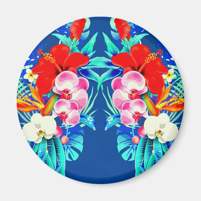 Palmenblatt Hawaii, blau, tropisch orchid Magnet (Vorne)