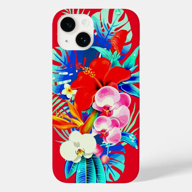 Palmenblatt Hawaiisch-blumenrot Case-Mate iPhone Hülle (Rückseite)